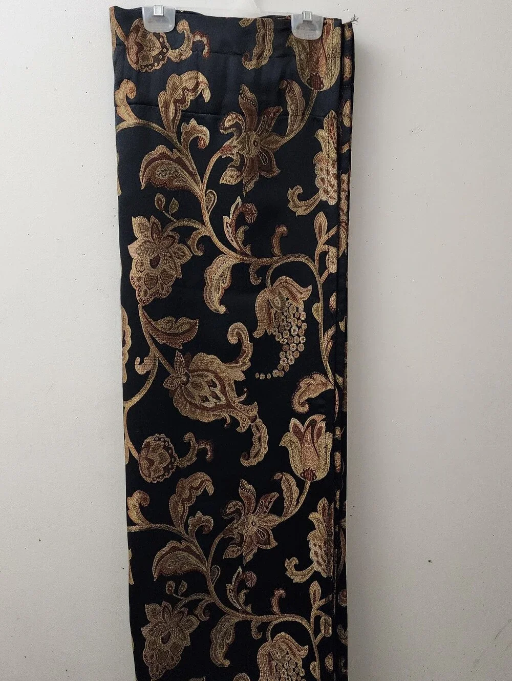 JC Penney 2 Black & Gold Jacquard Drapery Curtain Panels Elegant 50